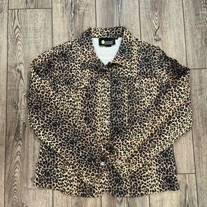 Christine Alexander XL Leopard Print Jacket w/ Rhinestones & Rhinestone Buttons
